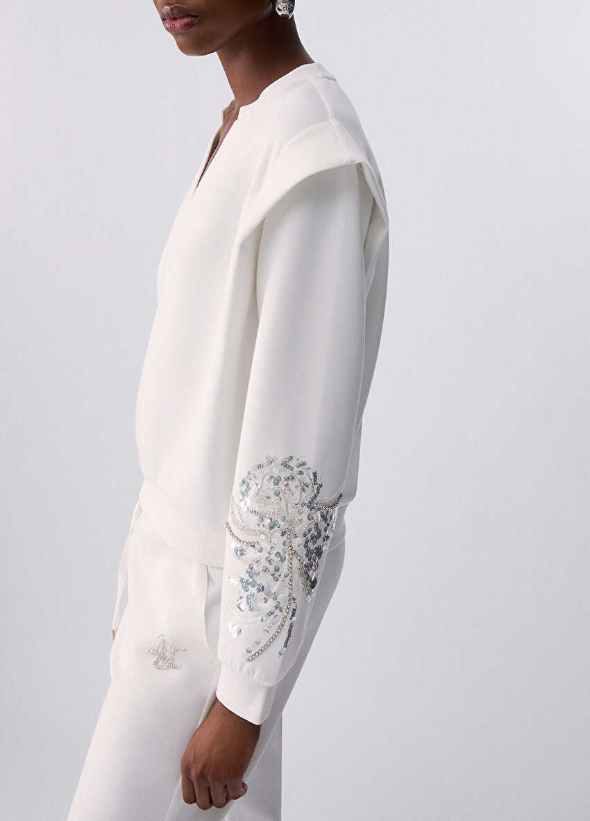 Mücevher işlemeli sweatshirt