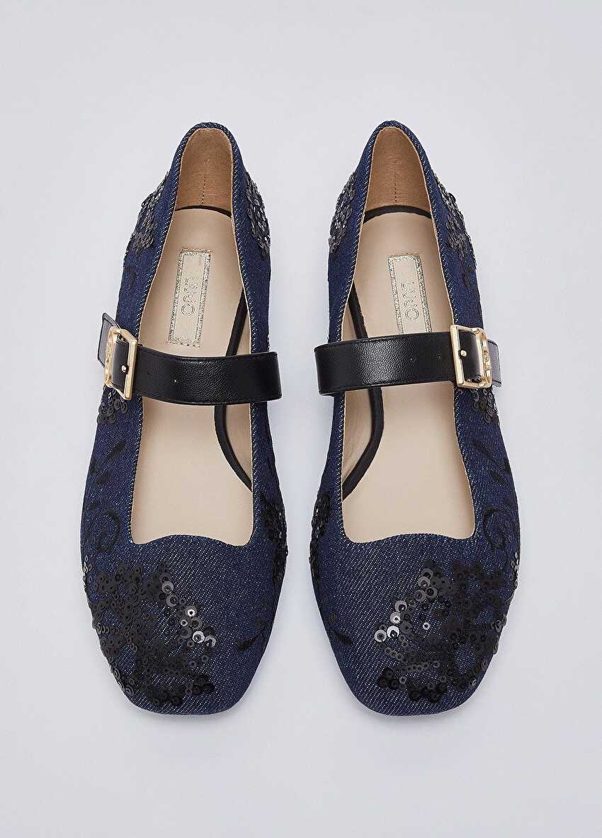 Nakışlı Denim Babet