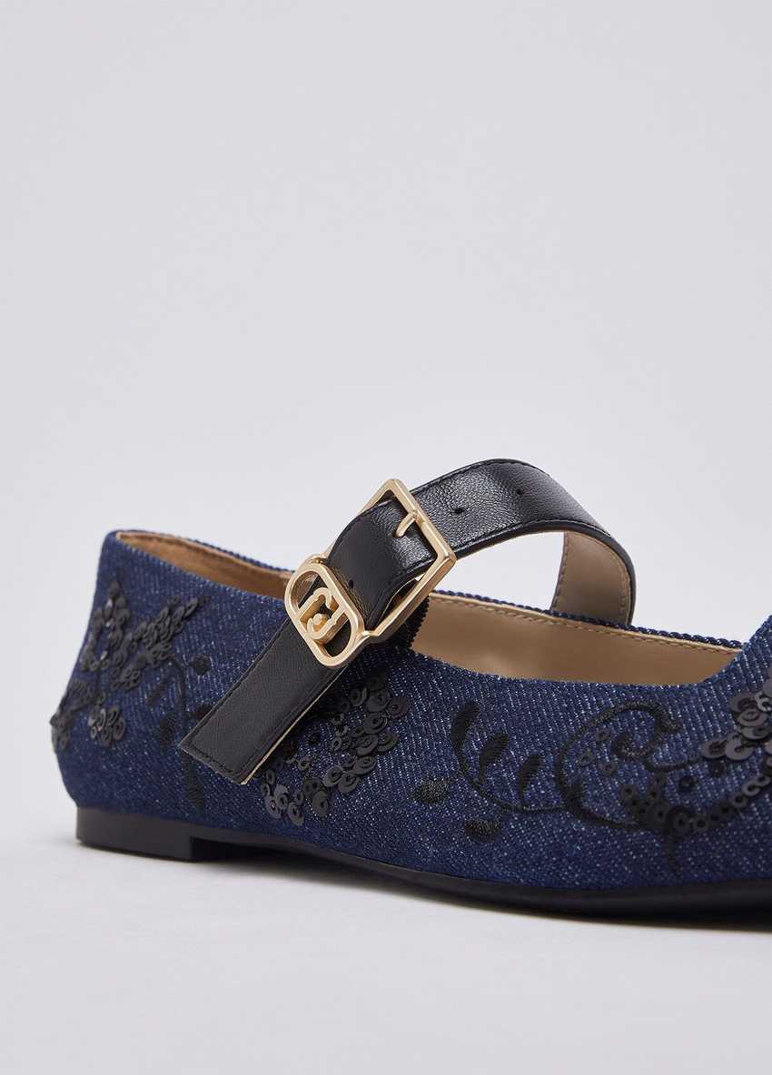 Nakışlı Denim Babet