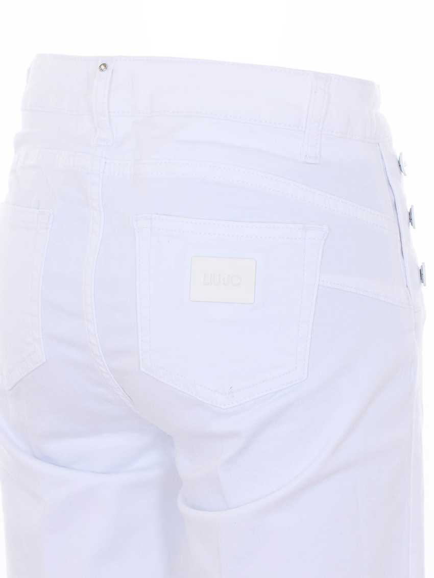 Beyaz Yüksek Bel Flare Denim Pantolon